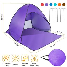 Waterproof Pop Up Anti-UV Beach Tent Sun Shade Shelter