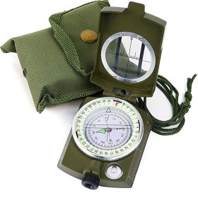 Handheld Military Lensatic Sighting Compass With Carry Bag