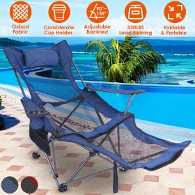 Heavy Duty Camping Chair with Reclining Backrest, Cup Holder