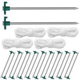 Heavy Duty Tent Stakes Nails Spike with Ropes Set 20Pcs