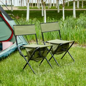 2-piece Folding Outdoor Chair with Storage Bag, Green