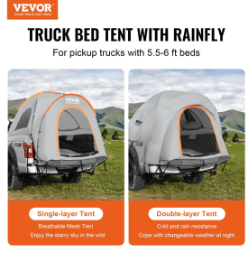 5.5'-6' Pickup Truck Bed Tent With Rain Layer And Carry Bag