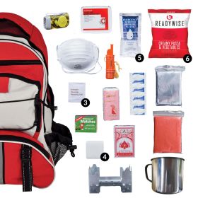 64 Piece Grab and Go Survival Back Pack (Red)