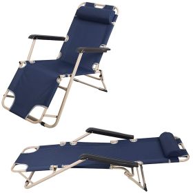 2 Outdoor 60" Portable Chaise Lounge Chair Dark Blue/Blue