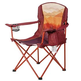 Oversized Camp Chair with Cooler, Red and Orange