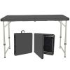 4ft Folding Table, Adjustable Height Camping Table Black