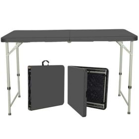 4ft Folding Table, Adjustable Height Camping Table Black