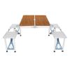 Aluminum Alloy Table And Chair One Piece Wood Grain Color