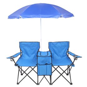 Double Chairs w/Umbrella w/ Table, Beverage Holder and Bag