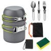 8Pcs Camping Cookware Set w/ Foldable Knife Fork Spoon Set