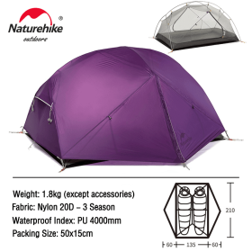 Naturehike Mongar  2 Person Waterproof Ultralight Double Layer Tent