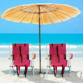 Folding 4 Position Beach Chair Set of 2 for Adults, Pink