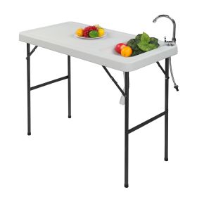 Folding Portable Fish Fillet Cutting Table with Sink Faucet