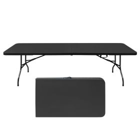 8ft Folding Table, Portable Plastic Table for Camping Black