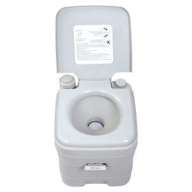 5.3 Gallon 20L Flush Portable Travel Camping Toilet, Gray