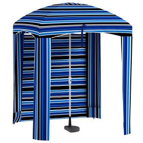 Outsunny 5.9' x 5.9' Portable Beach Umbrella, Carry Bag, Blue Stripe