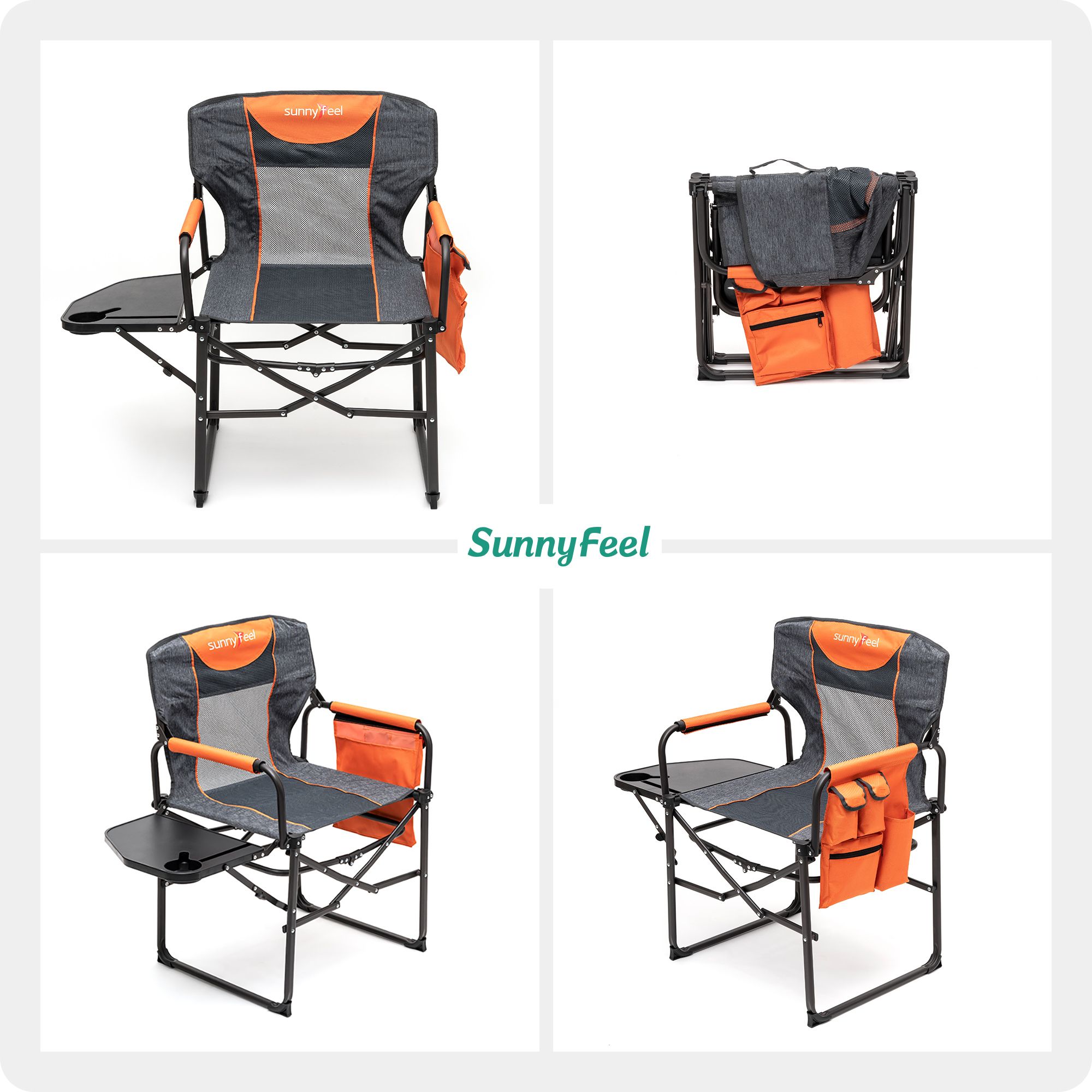 Heavy-Duty Oversized Camping Director's Chair with Side Table Heavy-Duty Oversized Camping Director's Chair with Side Table