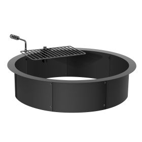 VEVOR Fire Pit Ring w/ BBQ Fire Ring 35 Inch Outer Steel DIY Campfire Firepit