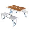 Aluminum Alloy Table And Chair One Piece Wood Grain Color