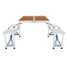 Aluminum Alloy Table And Chair One Piece Wood Grain Color