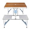 Aluminum Alloy Table And Chair One Piece Wood Grain Color