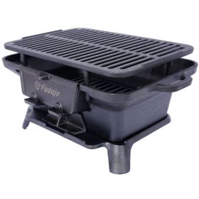 Outdoor Portable Tabletop Oval Cast Iron Charcoal Grill