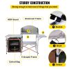 Portable Folding Camping Kitchen Table w/ Storage Rack, Brown