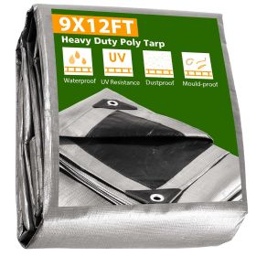 9ft x 12ft Heavy Duty Poly Tarp/ Silver+Black