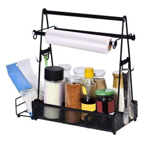 Metal Caddy Utensil and Tool Organizer with Paper Towel Holder