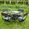 Set of 5, Folding Outdoor Camping Table and Chairs Set