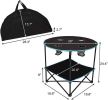 Bosonshop Collapsible Round Folding Table, with 4 Cup Holders