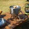 Outdoor Stainless Steel Pot / Pan Set with Folding Handle