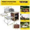 Portable Folding Camping Kitchen Table w/ Storage Rack, Brown