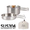 Outdoor Stainless Steel Pot / Pan Set with Folding Handle