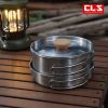 Outdoor Stainless Steel Pot / Pan Set with Folding Handle