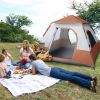 Spring Quick Opening Four-Person Family Camping Tent, Brown