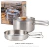 Outdoor Stainless Steel Pot / Pan Set with Folding Handle