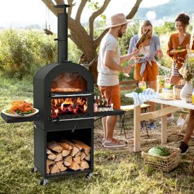 Outdoor Pizza Oven, Grill Racks, Built-in Thermometer w/ Cover