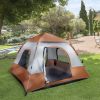 Spring Quick Opening Four-Person Family Camping Tent, Brown