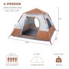 Spring Quick Opening Four-Person Family Camping Tent, Brown