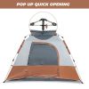 Spring Quick Opening Four-Person Family Camping Tent, Brown