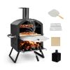 2-Layer Pizza Oven with Removable Cooking Rack, Folding Legs