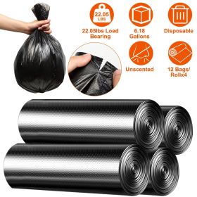 4 Rolls Black 6.18 Gallons Unscented Disposable Trash Bags