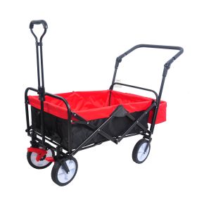 Collapsible Heavy Duty Outdoor Utility Wagon, (Black+Red color)