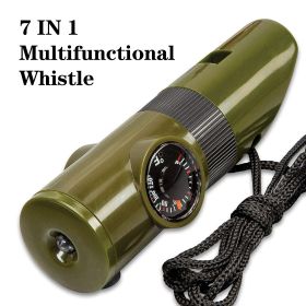 7 In 1 Multifunctional Survival Compass Whistle with LED Light