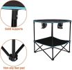 Bosonshop Collapsible Round Folding Table, with 4 Cup Holders