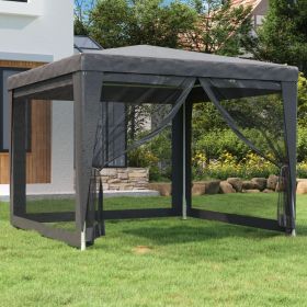 9.8' x 9.8' Anthracite Party Tent with 4 Mesh Sidewalls