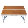 Aluminum Alloy Table And Chair One Piece Wood Grain Color