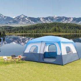 14-Person Spacious Outdoor Camping Tent, Dark Blue & White