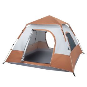 Spring Quick Opening Four-Person Family Camping Tent, Brown